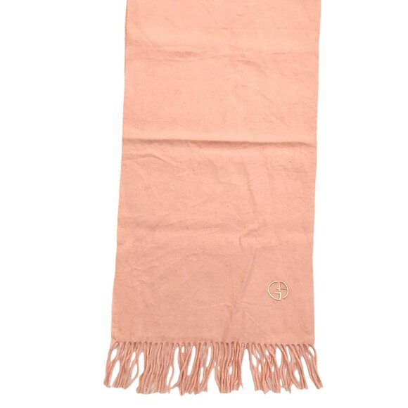 GIORGIO ARMANI Luxury Designer Vintage Logo Embroidered Light Pink Scarf - Picture 4 of 16